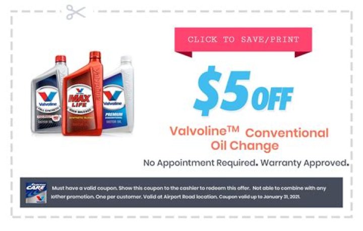 Valvoline Oil Change Coupons & Discounts